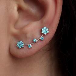 Blüten Ohrkletterer. Für 1 Ohrloch! 925 Sterling Silber.