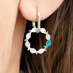 Gegen den Strom Fisch Creolen 925 Silber