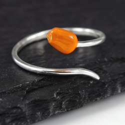 Tulpenring aus 925 Silber, verstellbarer Ring mit orangefarbener Emaille-Tulpe