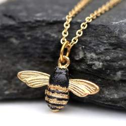 Bienenkette. 925 Silber vergoldet. Emaille.