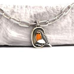 925 Silber Armband mit Rotkehlchen Anhänger