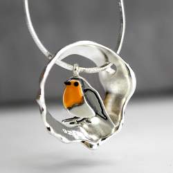 Rotkehlchen Kette. 925 Sterling Silber